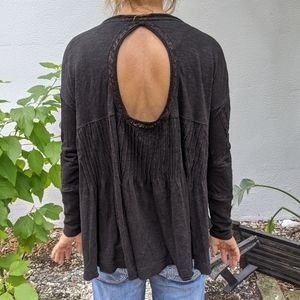 Free People Black Long Sleeve Top